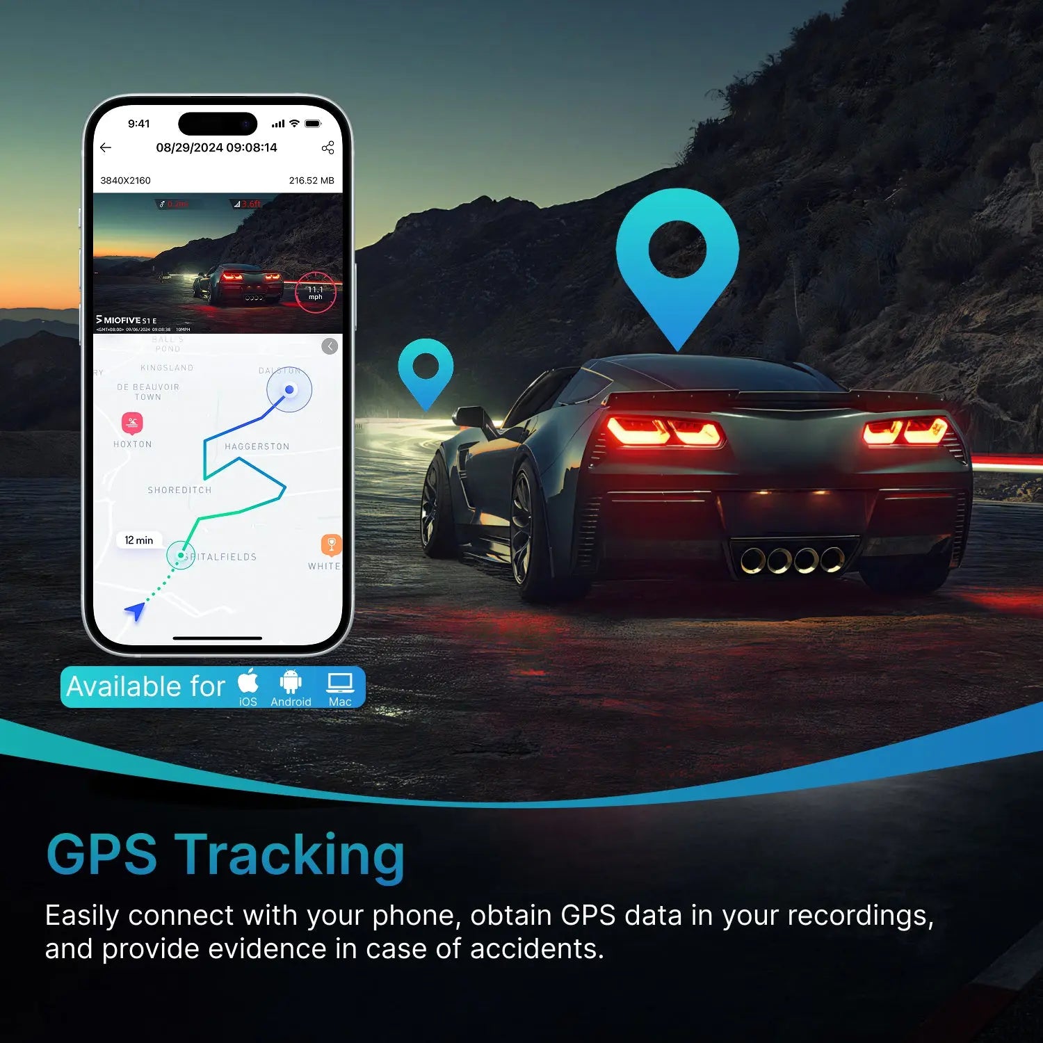Miofive S1 E 4K Dash Cam, Supercapacitor GPS Miofive