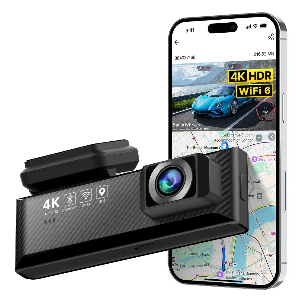 Miofive Mini S 4K Dash Cam, Speed Camera Alert(No SD Card)(UK) Miofive