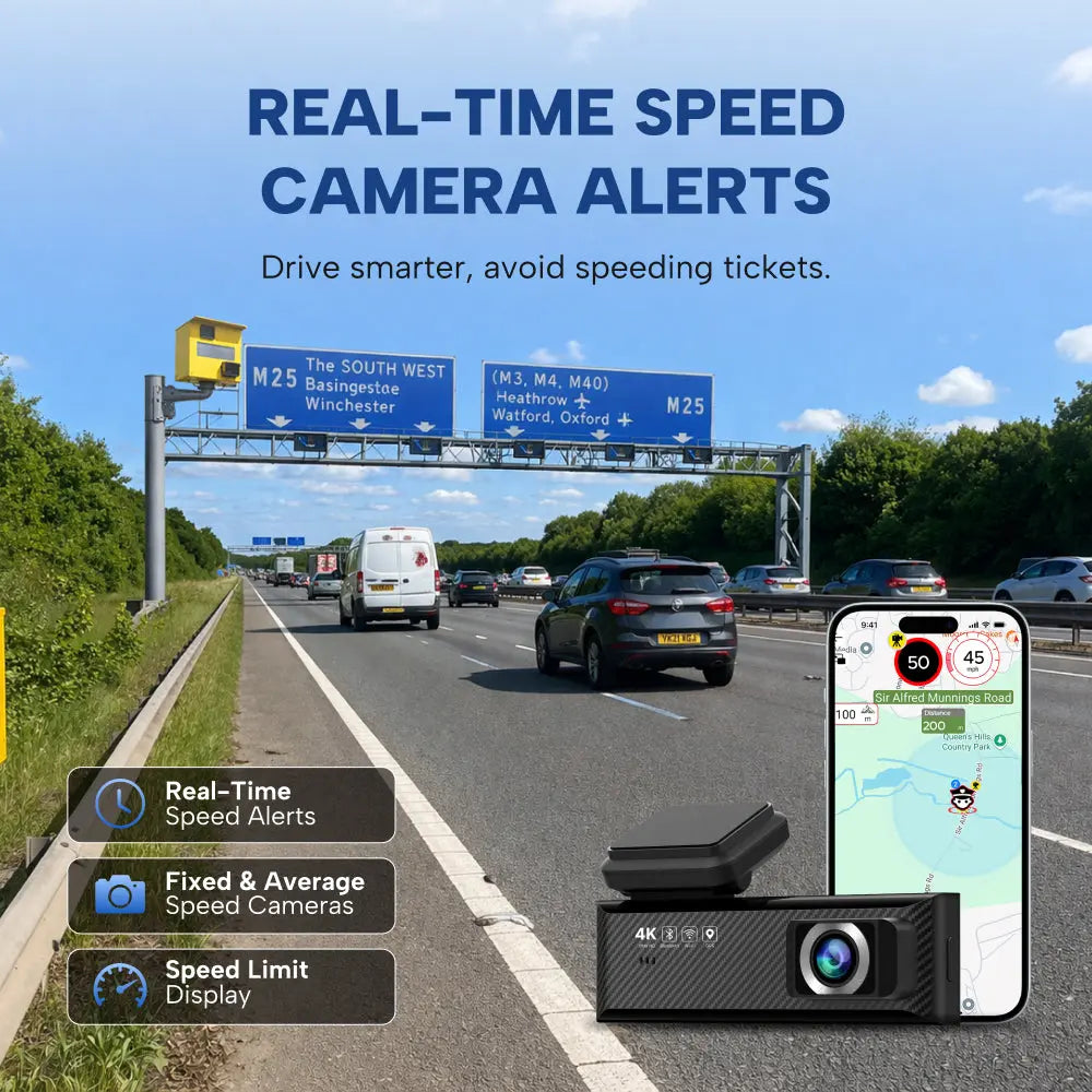 Miofive Mini S 4K Dash Cam, Speed Camera Alert(No SD Card)(UK) Miofive
