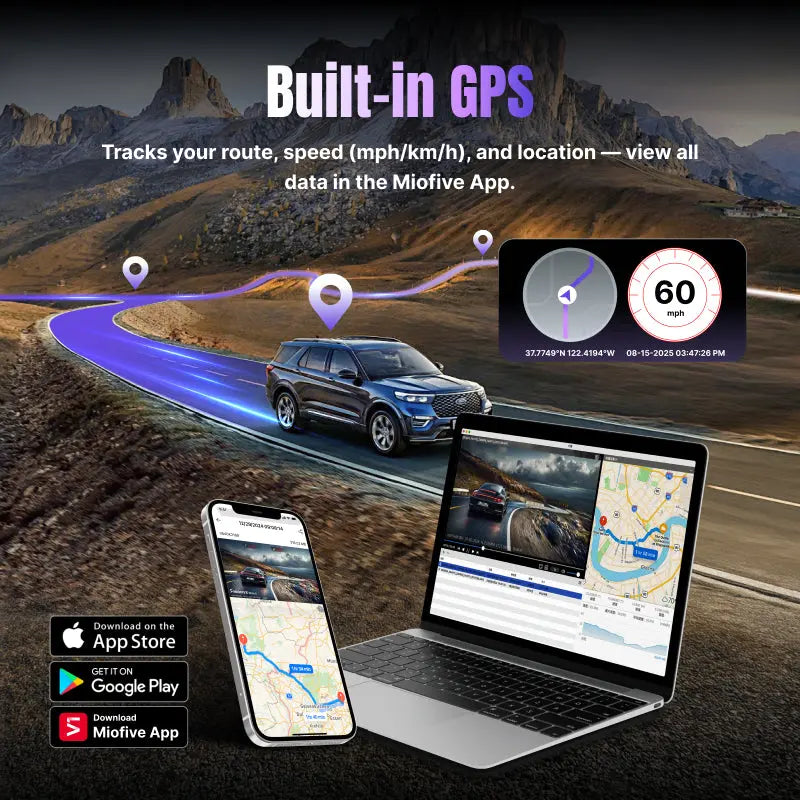 Miofive S1 Pro 4K+2K Dual Dash Cam, Supercapacitor Miofive