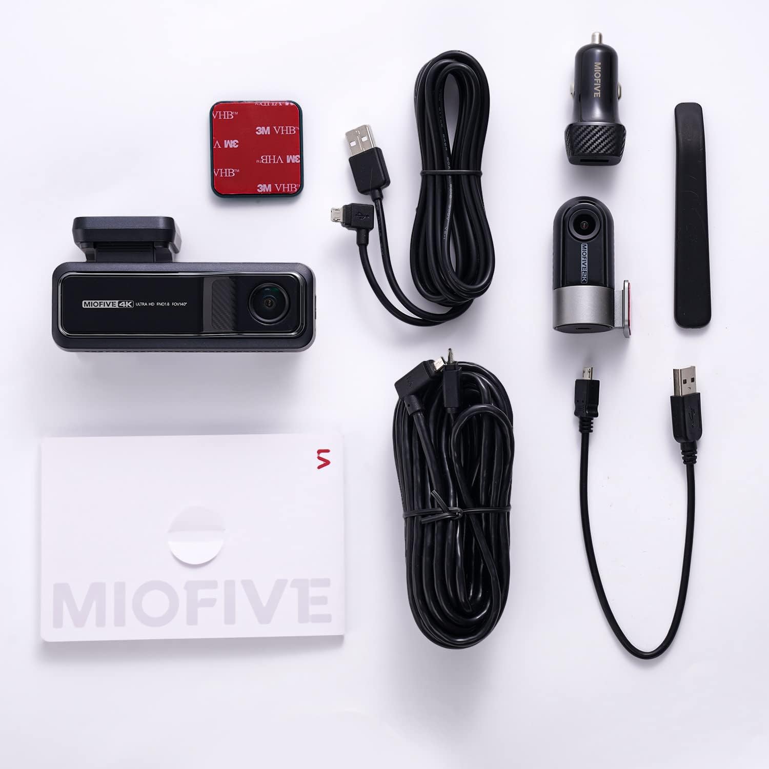 Miofive 4K+2K Dual Dash Cam with 5G WiFi, GPS, Built-in 128GB eMMC Storage