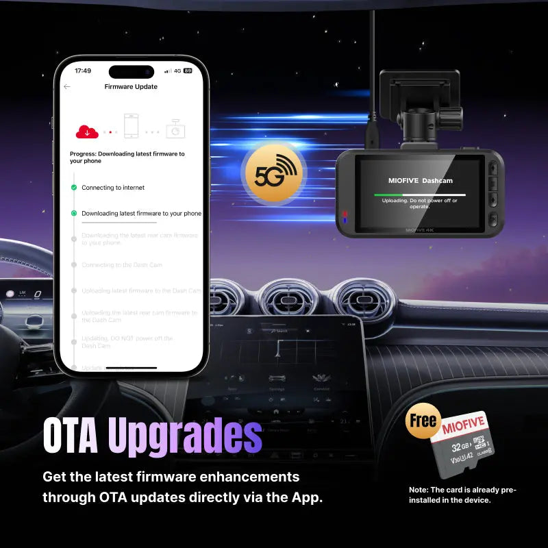 Miofive S1 Pro 4K+2K Dual Dash Cam, Supercapacitor Miofive