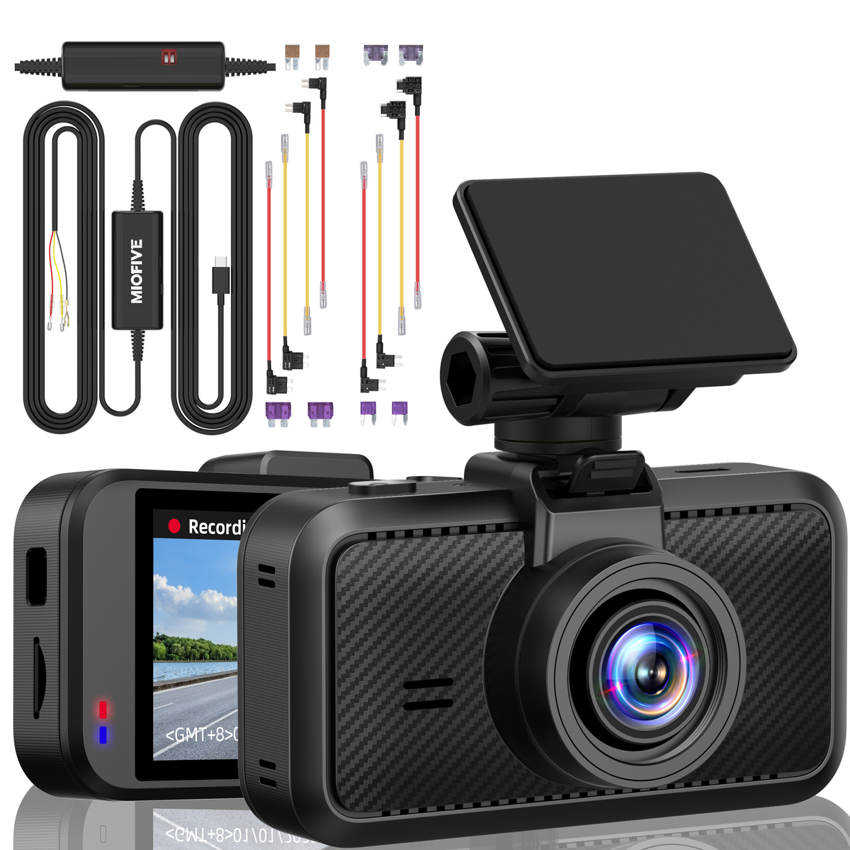 Miofive S1-4K Dash Cam, Built-in 5G WiFi GPS & Bluetooth Pairing Car Dashboard Camera Recorder + Upgraded 11.5ft USB Type-C Port Dash Cam Hardwire Kit（BUNDLE-S1+HWK2）