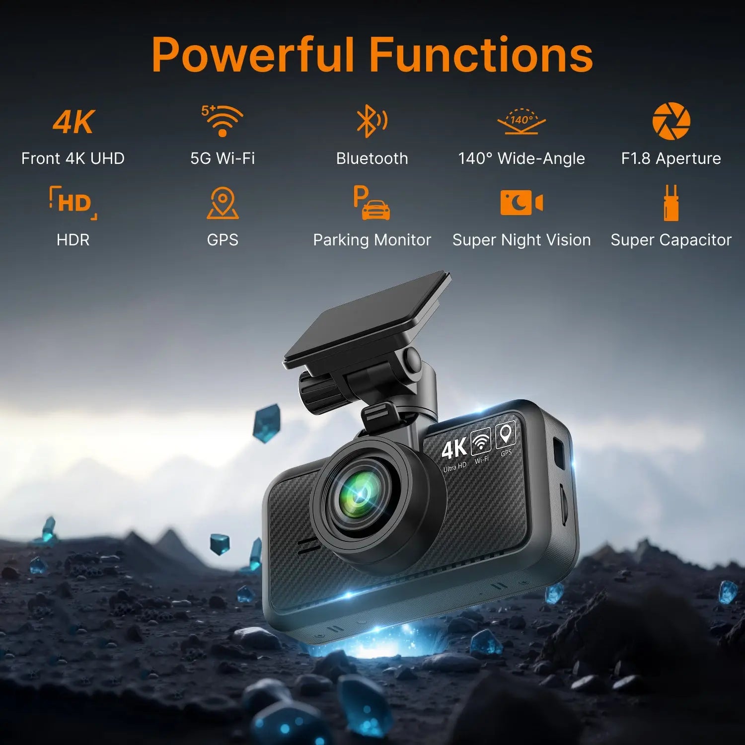 Miofive S1 4K Dash Cam, Supercapacitor Heat Resistant (32GB Card Included) Miofive