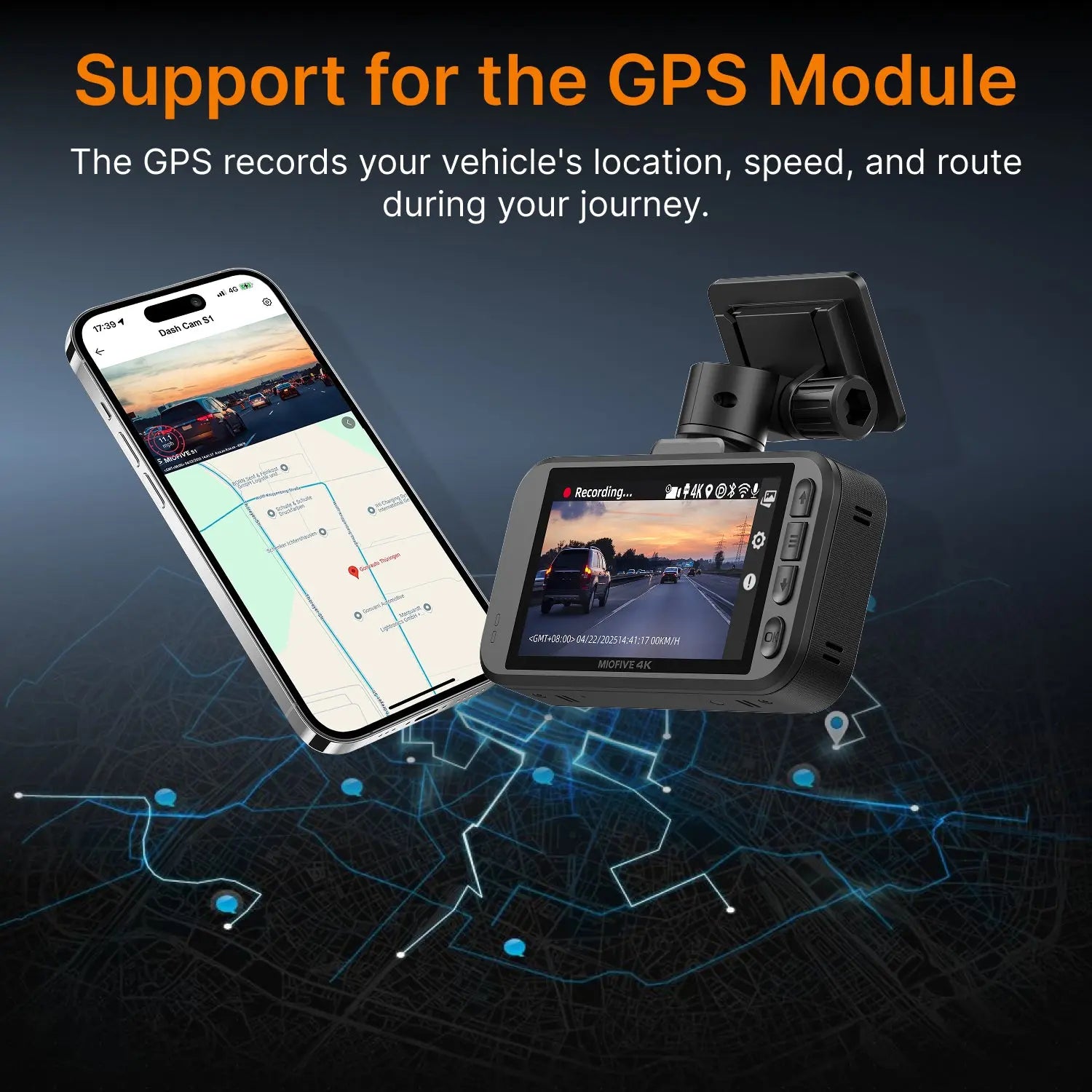 Miofive S1 4K Dash Cam, Supercapacitor Heat Resistant (32GB Card Included) Miofive