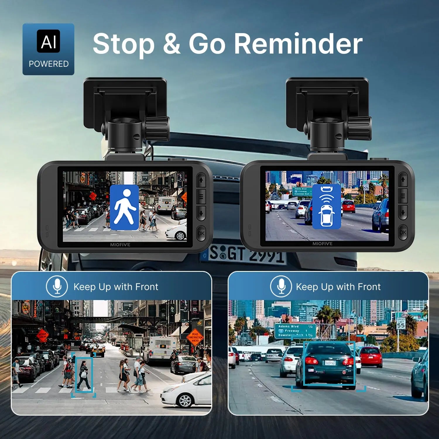 Miofive S1 Ultra Dual 4K Dash Cam, Supercapacitor Miofive