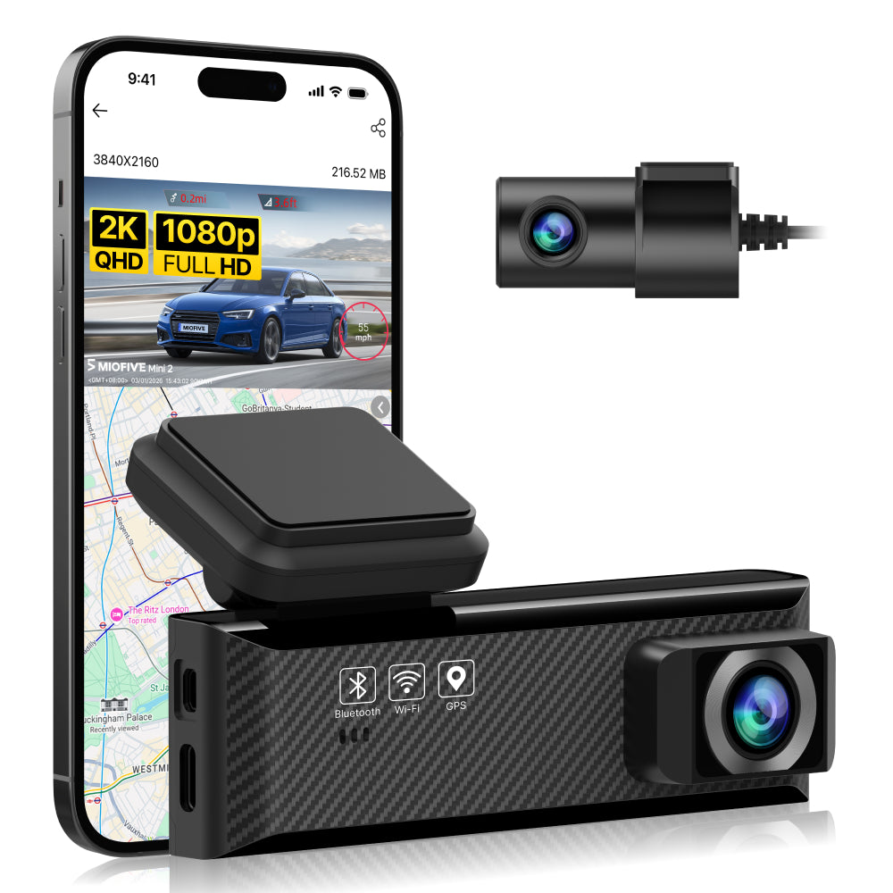 MIOFIVE Dash Cam Mini 2 2K+1080P FHD Dual  Dash Camera(SD Card Not Included)