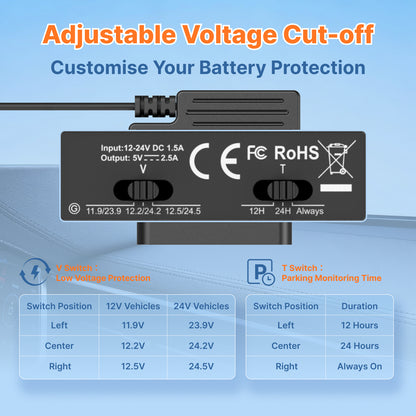 Miofive 3.5M OBD II Power Cable(11.5ft)