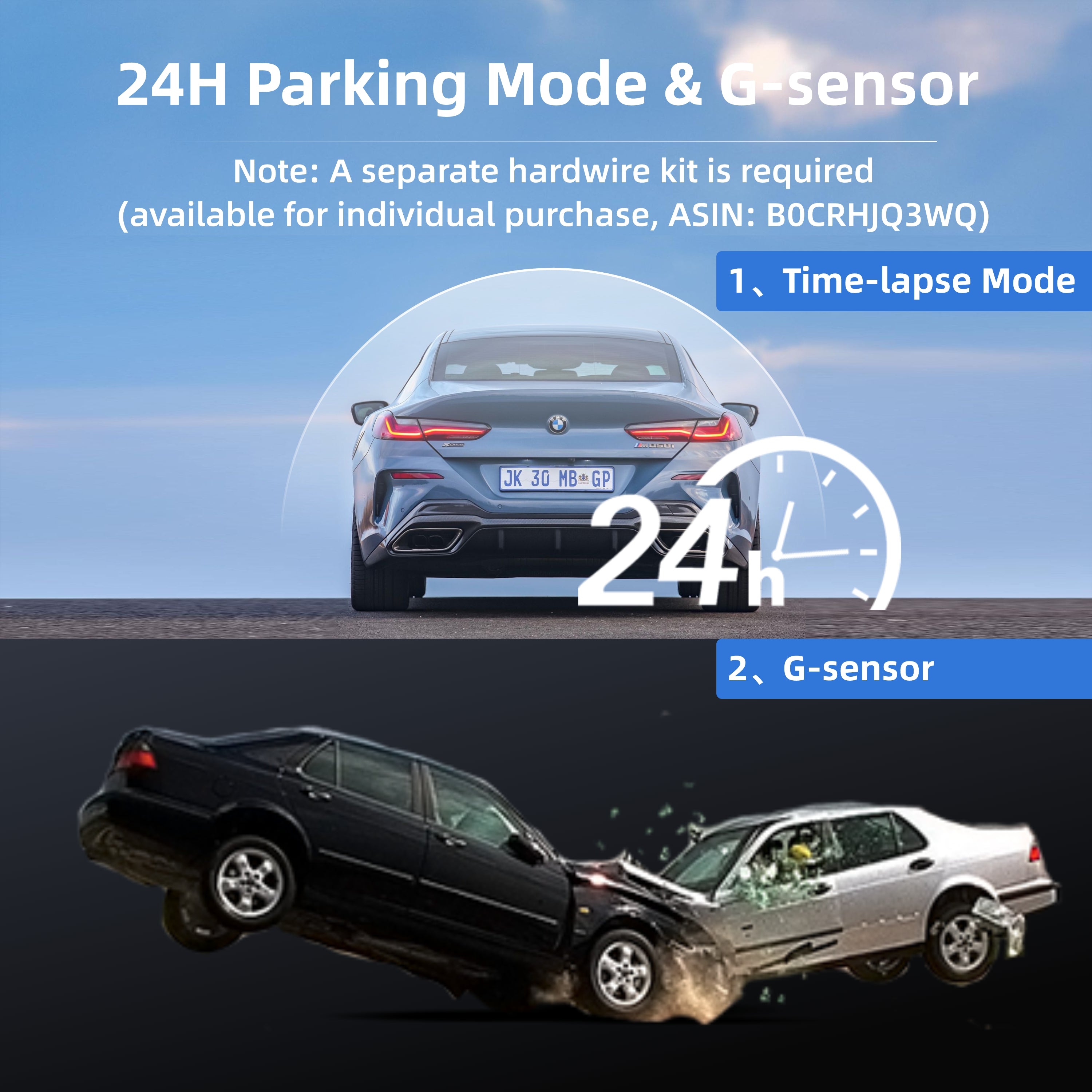 Miofive S1-Ultra Dash Cam Front Rear, 4K+4K Dual Dash Camera for Cars, with One Free 64GB microSD Card