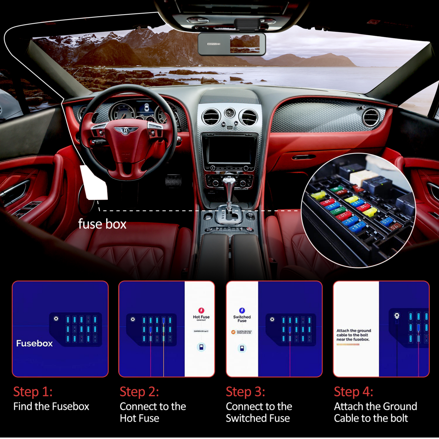 Miofive 11.5ft Micro USB Hardwire Kit(HKW1)