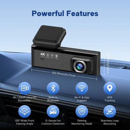 Miofive Mini S 4K Dash Cam, Speed Camera Alert(No SD Card)(UK) Miofive