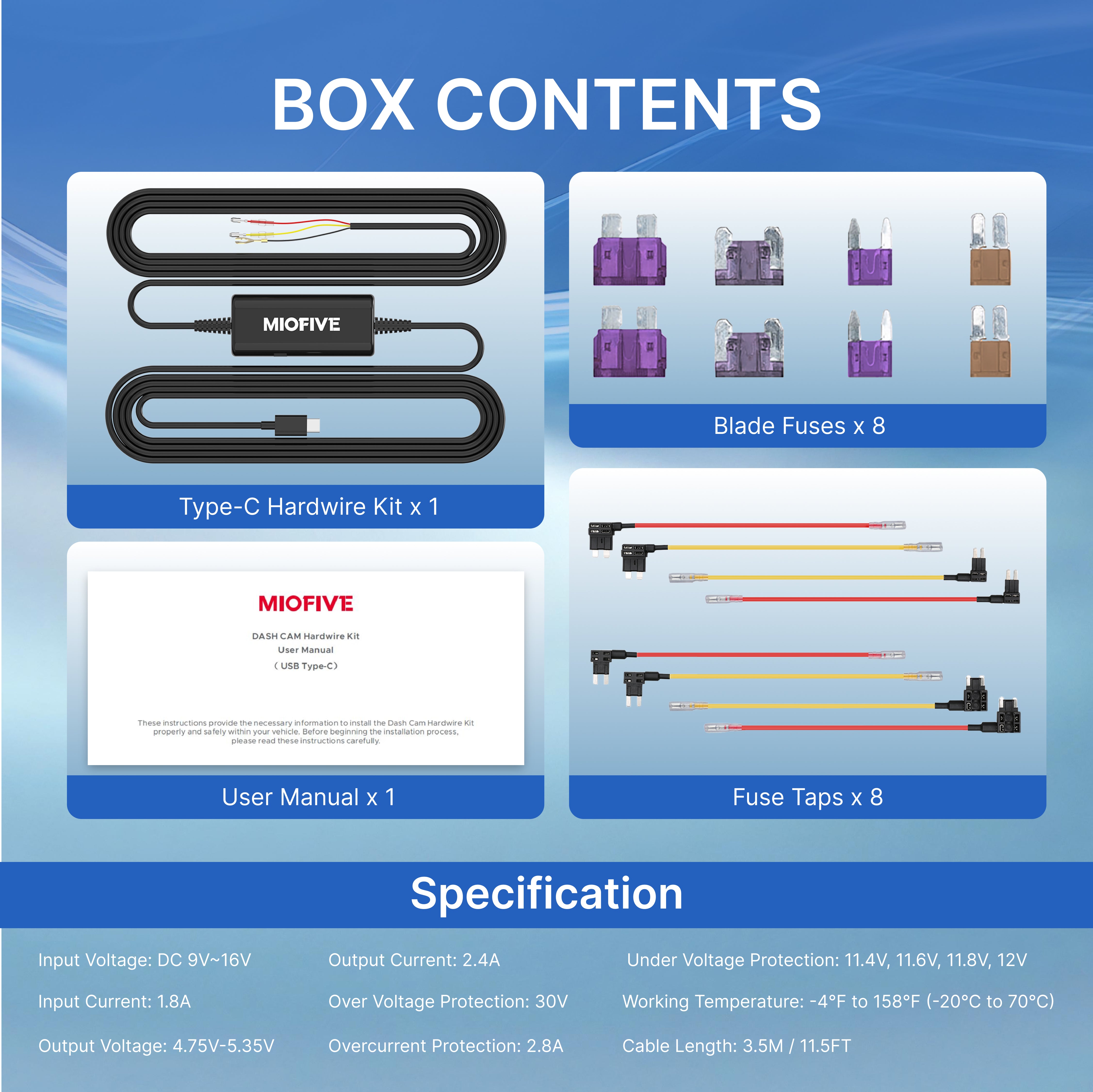 Miofive 11.5ft Type-C Hardwire Kit(HKW2)