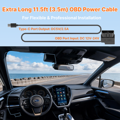 Miofive 3.5M OBD II Power Cable(11.5ft)