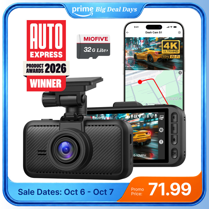 Miofive S1 True 4K Smart Dash Cam (Free 32GB Card) for Accident Evidence