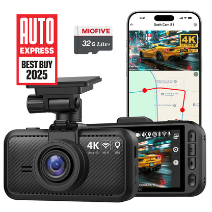 MIOFIVE Dashcam S1 – 4K UHD Frontkamera fürs Auto mit kostenloser 32GB SD-Karte
