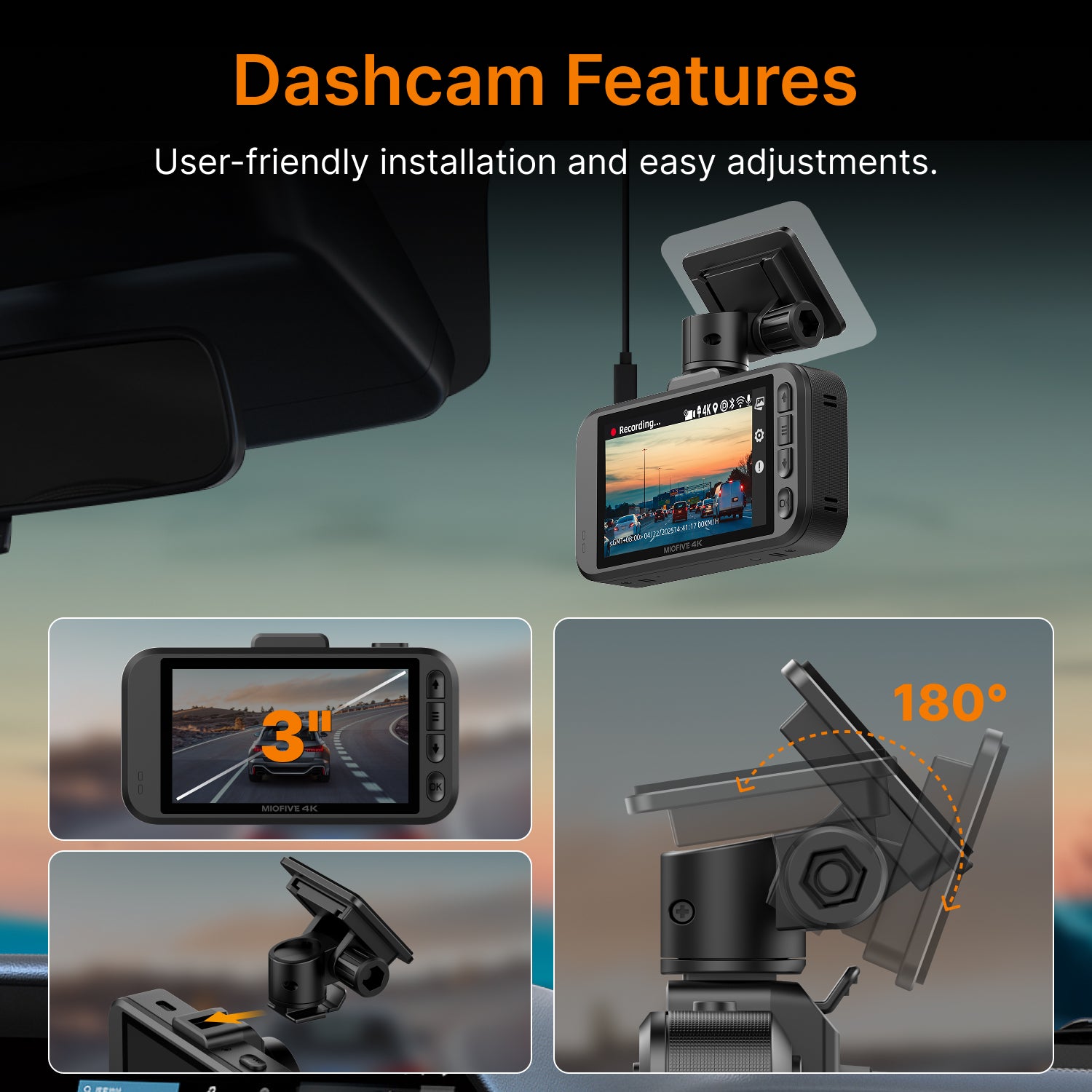MIOFIVE Dashcam S1 – 4K UHD Frontkamera fürs Auto mit kostenloser 32GB SD-Karte