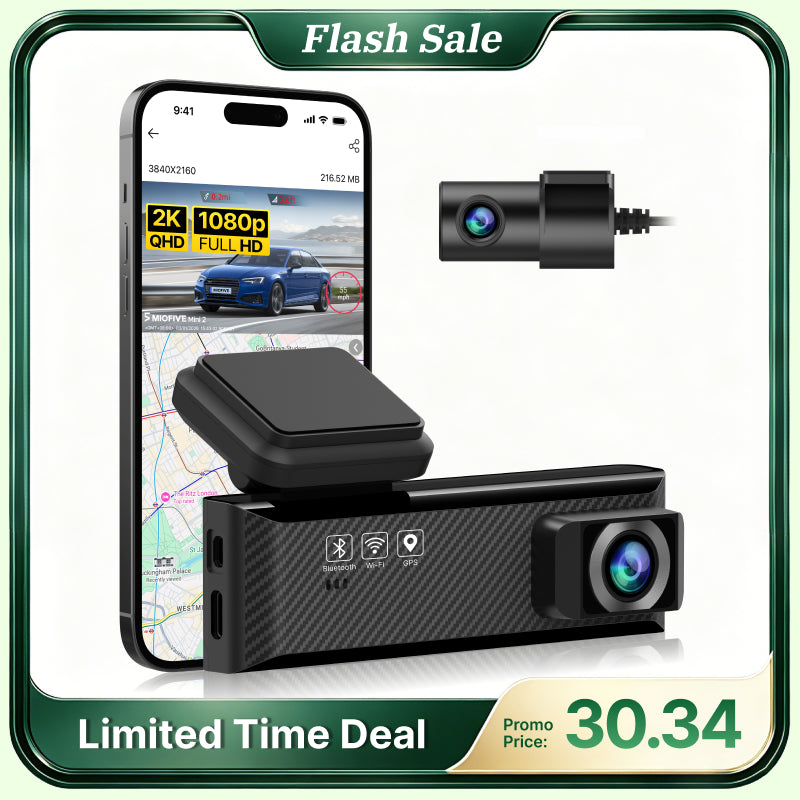 Miofive Mini 2 Screenless 2K Front & Rear Dash Cam for Accident Evidence