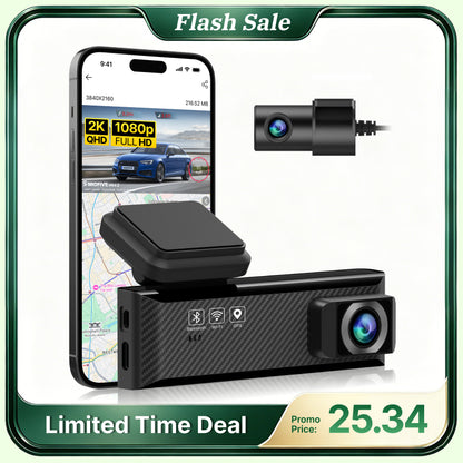 Miofive Mini 2 Screenless 2K Front & Rear Dash Cam for Accident Evidence