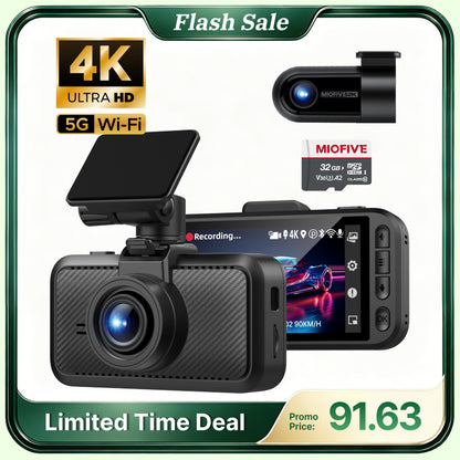 Miofive S1 Pro 4K+2K Dash Cam for Accident Evidence & Free 32GB Card