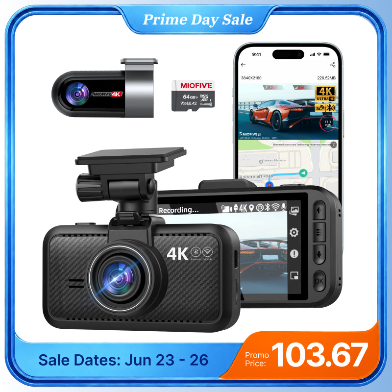 Miofive S1 Ultra Dual 4K Dash Cam, Supercapacitor Miofive