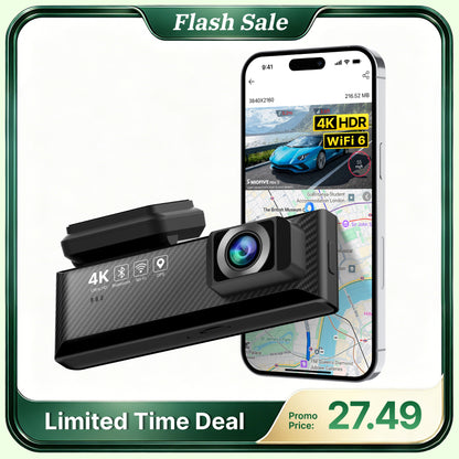Miofive Mini S Screenless 4K Dash Cam with Speed Camera Alerts & GPS (UK)