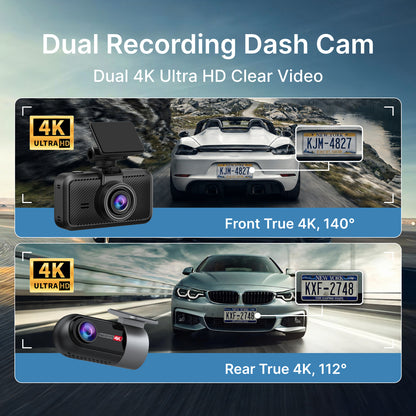 Miofive S1 Ultra dual recording dash cam capturing true 4K front and rear clear license plates on the road with dual 4K ultra HD resolution.